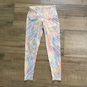 Prana Leggings Womens Small Pink Blue Watercolor Pastel Abstract Yoga Pilates